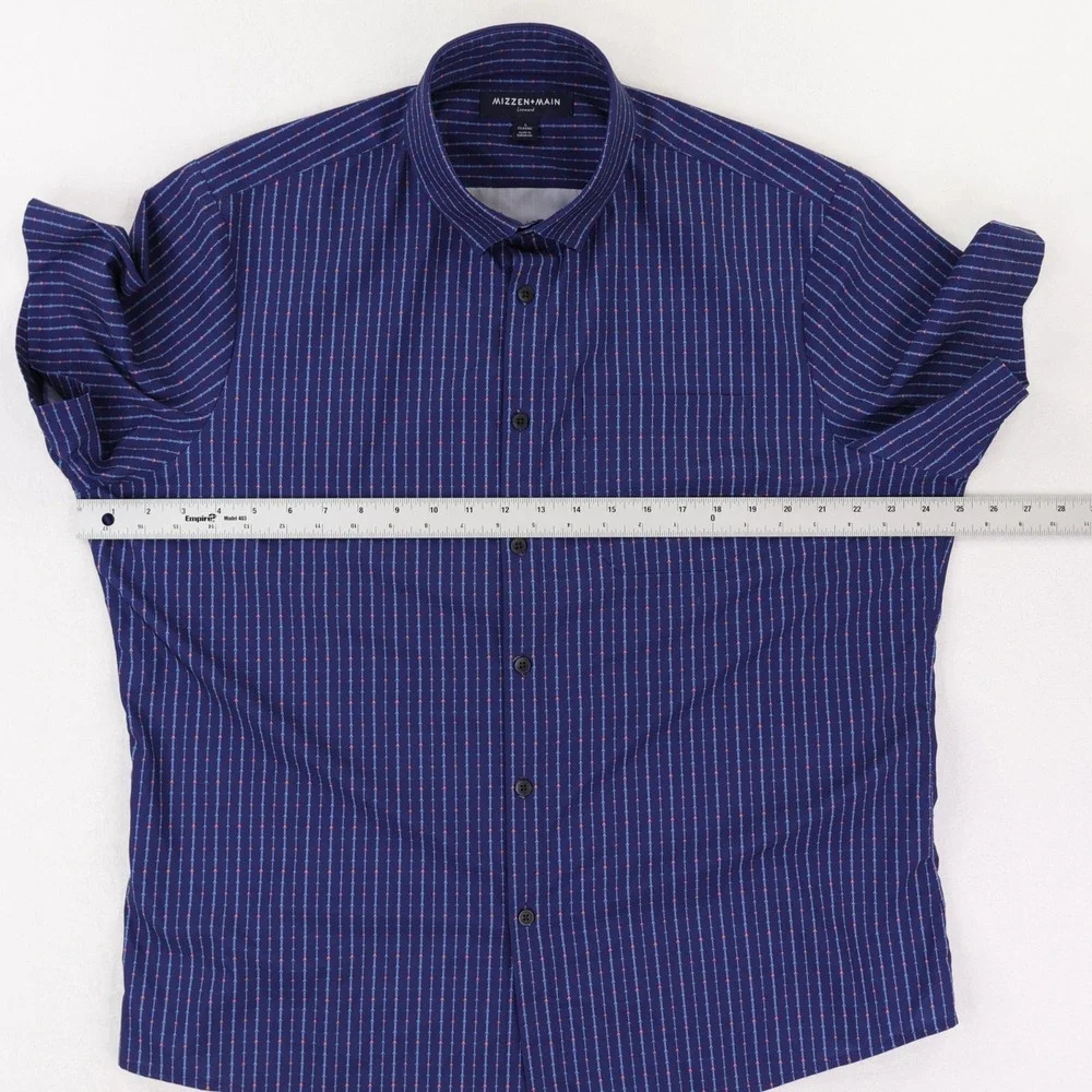 Mizzen+Main Leeward Short Sleeve Button Down Shirt Mens Large Classic Blue - Picture 9 of 11